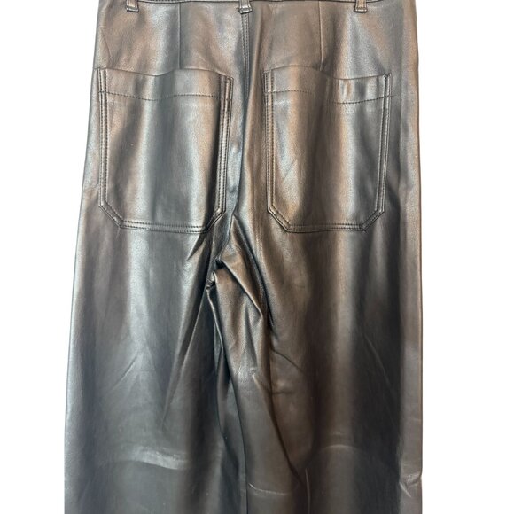 Zara Black Size 0 Faux Leather Wide-Leg Culottes Front & Back Pockets - Picture 10 of 12